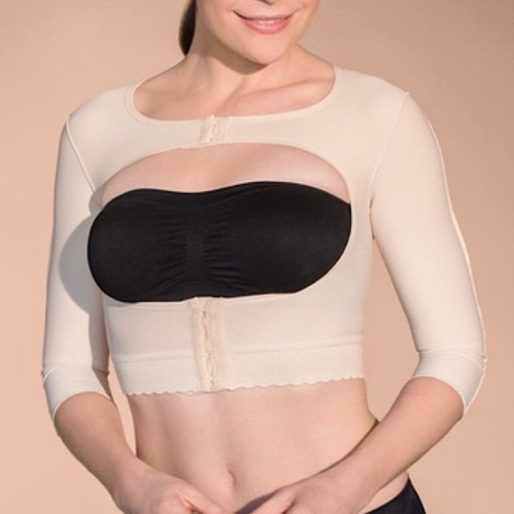 MARENA Open-Bust Vest 3/4 Sleeve Beige Size XL Recovery Surgery Arms FVOM